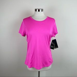 Hind Solid Hot Pink Short Sleeve Workout Top New With Tag Women Large